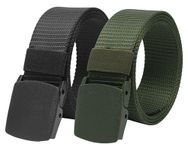 ZORO Unisex Nylon & Canvas Waist Belt For Men & Women, (Pack of 2), Fits on upto 40 inches Waist Size (Black,Green)