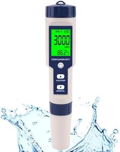 Pool Salt Tester & PH Meter, Hofun Digital Salinity Meter and PH Tester for Pool Saltwater and Drinking Water, 5 in 1 Salinity PH Temp EC and TDS Meter Swimming Pool Hot Tub Spas, High Accuracy