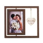 NUPTIO Wedding Gifts Photo Frame: 4x6 Picture Presents Wall Couples Mrs Mr Anniversary Valentines Christmas Wooden Wife Hanging Mount Engagement Married Rustic Standing Brown Heart