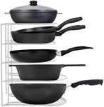 Extreme Matters Heavy-Duty Pots and Pans Organizer | 5-Tier Cookware & Lid Storage Rack | Free-Standing or Wall-Mount | Kitchen Organizer for Cast Iron Skillets, Pots, Frying Pans, Lids | White