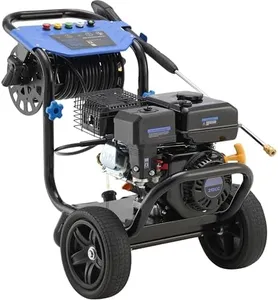 Ezasin Gas Pressure Washer 3600 PSI, 2.3 GPM Heavy Duty High Power Washer,212CC Engine with 30FT Hose, Axial Aluminum Pump, Soap Tank, Spray Gun and Wand, 5 Quick Connect Nozzle (Blue)