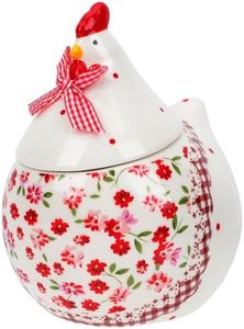 Chicken Cookie Jar Easter Ceramic Hen Shape Storage, Cute Rooster Cookie Jar Can Storage Container for Easter Cookies, Candy, Snacks, Crackers, Chips, White