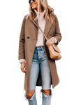 Tanming Women's Notch Lapel Double Breasted Wool Blend Mid Long Pea Trench Coat (Camel-XL)