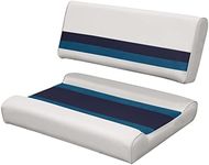 Wise 8WD125FF-1008 Deluxe Series Pontoon Flip-Flop Seat Cushion Set, White/Navy/Blue - use with 8WD125FF-1B-204 Base