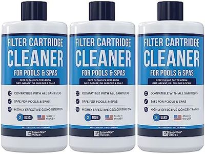 Pool & Spa Cartridge Cleaner (3 Pack, 32oz / 3 Quart Total / 6 Uses), Made in USA - Filter Cleaning Solution Comparable to Leisure Time by Essential Values