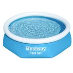 Bestway Fast Set Pool, Above Ground Swimming Pool for Kids and Adults, Outdoor Family Garden Pool, Inflatable Pool, 8ft, Blue