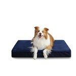 Jaspuriea Large Dog Bed Washable with Waterproof Removable Cover, Orthopedic Dog Bed with Anti-Slip Bottom, Deluxe Flannel Comfy Dog Crate Mattress, Blue, 90x60x9cm