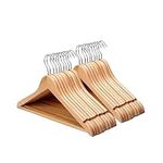 Straame Home | Strong Brown Wooden Coat Hangers |Made with Natural Wood and Non-Slip Trouser bar | Extra Smooth Finish | Strong Shoulder Notches | Pack of 20