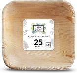 Chic Leaf Palm Leaf Bowls 5.5 Inch 16oz Disposable Bowls Square (25 pc) - 100% Compostable Bamboo Style Biodegradable Bowls - Eco Friendly Party Bowls for Wedding & Catering