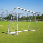 Caprihom Soccer Goal 8FTx 6FT w/Net | Soccer Goals for Backyard w/Weatherproof Ground Stakes,UPVC Frame | Portable PVC Full Size Soccer Goal Post