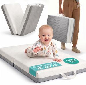 DeerFable Bi-Fold Pack and Play Mattress, 3 Inch Thick Soft & Firm Memory Foam Breathable Portable Pack n Play Mattresses, Baby Playpen Mattresses with Removable Washable Cover 38x26x3 Inch - Gray