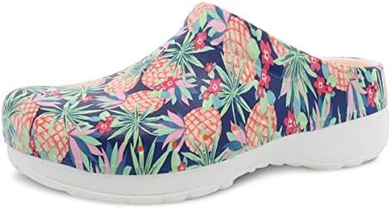 Dansko Kane Slip-On Mule Clog for Women – Lightweight Cushioned Comfort and Removable EVA Footbed with Arch Support – Easy Clean Uppers, Pineapples, 8.5-9