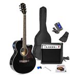 MAX ShowKit Black Electro Acoustic Guitar Kit with Amp - Complete Electric Acoustic Guitar Set, Semi Acoustic Guitar, Beginner Electric Acoustic Guitar, Acoustic Guitar Starter Kit, Guitar Starter Kit