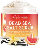 O Naturals Exfoliating Dead Sea Salt Grapefruit Essential Oil Face Body & Foot Scrub. w/ Vanilla &. Hydrating Exfoliate Dead Skin, Best Anti Cellulite Acne Ingrown Hairs Corns, Men & Women Scrub 18oz