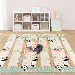 COSTWAY Foldable Baby Play Mat, Double-Sided Extra Large Foam Playmat with Carrying Bag, Waterproof Thick Floor Crawling Mats for Babies Toddlers, 180 x 200 x 1.5cm (Panda + Giraffe)