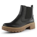 Hawkwell Women's Comfort Slip On Chunky Heel Ankle Chelsea Boot,Black PU,7 M US