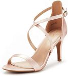 DREAM PAIRS Women's DOLCE Fashion Stilettos Open Toe Pump Heel Sandals,Size 7W,Champagne-Satin,DOLCE-W