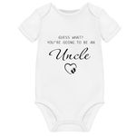 Uncle Baby Announcement Ideas Onesie Gift Surprise Pregnancy Reveal Coming Soon Due 2024 Vest Personalised Babygrow (GUESS WHAT UNCLE, 0 Months First Size)