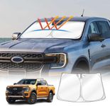 X-Car Windshield Sun Shade for Ford Next-Gen Ranger 2022-2024 Blocks UV Rays Foldable Custom Wind Screen Sun Visor Protector