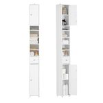 SoBuy Bathroom Tall Cabinet Cupboard Bathroom Cabinet Storage Cabinet White W20 x D20 x H180cm BZR34-W