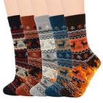 American Trends Mens Warm Wool Socks Soft Cozy Socks for Fall Winter Sports Socks Cashmere Athletic Crew Socks for Men, 01 (5/Christmas Deer)(size 6-9), One Size