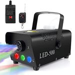 Fog Machine, Vangoa 500W Fog Smoke Machine Portable with 3 LED Lights, Wireless Remote Control & Wired Controller, Smoke Machine for Halloween Christmas Party Stage Special Events