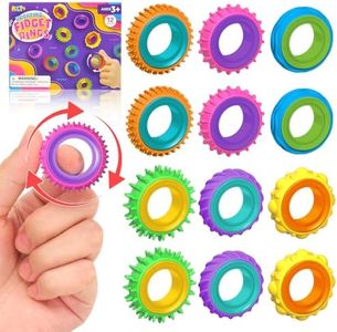 Fidget Toys Sensory Rings for Kids: 12 Pack Finger Spinner Rings - Texture Stress Toys for Kids Autism Calming - Fun Fidgets for Student Classroom Prize Stocking Stuffers