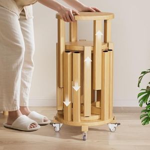 Stackable Stools Set of 4, 4-in-1 Wood Stool,Sturdy and Durable, Bar stools,Stacking Stools No Installation Required,Top Stackable Round Stool with Wheels for Saving Space