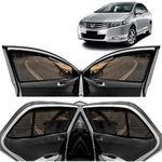 Aakirti Automotive Car Side Window Curtain Sun Shades Magnetic for Honda City (2009-2013), Zips in Front Window with Rear Windshield, Cotton Mesh, Complete Set of 5 Piece.