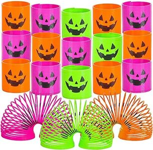 ArtCreativity Jack-O-Lantern Coil Springs, Set of 48, Plastic Pumpkin Coil Springs in Assorted Colors, Non-Candy Halloween Treats, Fun Party Favors, Goodie Bag Fillers for Kids
