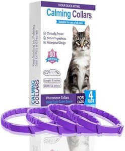 Cat Calming Collar with Pheromone & Lavender, Adjustable Waterproof Design, 60-Day Anxiety Relief, 4-Pack for Multi-Cat Stress & Travel (Purple)