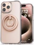 Encased 2-in1 Case, Designed for iPhone 15 Pro Case with Ring Phone Holder, Magnetic Finger Loop w/Kickstand (Metal Phone Stand Grip) Clear/Gold, Compatible with MagSafe (15-Pro 6.1")