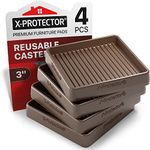 Furniture Cups X-PROTECTOR – 4 PCS 3" Furniture Pads for Hardwood Floors – Non-Slip Pads Hardwood Floor Protectors – Rubber Furniture Pads for All Floor Types – Brown Rubber Furniture Caster Cups!