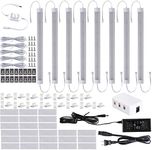 LED Under Counter Lighting Kit, Dimmable Kitchen Cabinet Strip Lighting Fixture,Hardwired Plug in,24V 8 pcs Bar Lights for Kitchen, Closet, Showcase, Shelf Lighting, 11 Inches DC 24W(Warmwhite)