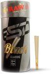 RAW Cones Classic Black 1-1/4 Size | 100 Pack | Natural Pre Rolled Rolling Paper Pressed Extra Fine for Thin, Slow Burning, Naturally Translucent Paper with Tips & Packing Tubes Included