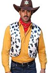 Karlywindow Mens Cow Print Vest Open Front Festival Vintage Hippie Halloween Costumes Outfit Vests, White, X-Large