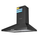 COMFEE' 60 cm Chimney Cooker Hood PYRA17B-60 with LED and Recirculating & Ducting System Wall Mounted Range Hood 600 mm Extractor Fan Kitchen - Black