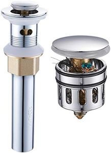 REGALMIX Pop Up Drain, Bathroom Faucet Vessel Vanity Sink Drain Stopper, Built-in Anti-Clogging Strainer, Polished Chrome with Overflow, Fits Standard American Drain Hole(1-1/2" to 1-3/4") R086H-CP…