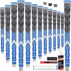 BIRDIEBLAST High Performance Half Corded Golf Grips 13 Pack with Full Repair Kits, All Weather Control and High Feedback Golf Club Grips (Midsize, Blue)