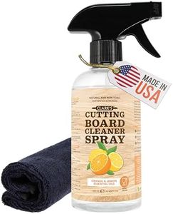 CLARK'S Natural Cutting Board Spray Cleaner, with Microfiber Cloth, for Wood Countertop – Pure Ingredients Filtered Water, Distilled Vinegar, Castile Soap, Lemon & Orange Citrus Oil Extracts, 12oz