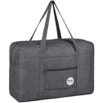 for Airplane Personal Item Bag 18x14x8 Travel Duffel Bag Under Seat Foldable Carry-on Luggage for Women Men (A-Denim Grey)