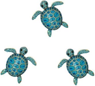 ORIESSE Car Decals 3pcs Sea Turtle Stickers 3D Metal Emblem Badge Women Car Decor Mini Blue Turtle Ocean Beach Themed Decorations Car Charm