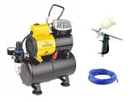 Elephant Combo of Piston Type Mini Air Compressor with fan and 3 ltr. Air tank capacity AS-186 with Artmaster Airbrush AC-60 and PU Pipe 3 Meter. (AS-186-AC-60)
