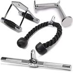 Yes4All 4M82 Combo Double D Handle Cable Attachment, Tricep Rope/Tricep Pull Down Rope, Rotating Straight Bar, and V-Shaped Bar Handle