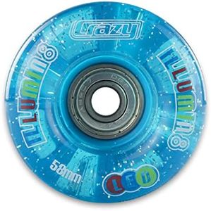 Light Up Roller Skate Wheels | Set of 2 Wheels | Bright LEDs That Light up and are Powered by Movement - Teal Glitter (Size: 58mm)