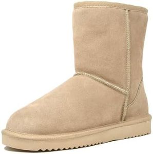 DREAM PAIRS Women's Mid Calf Winter Snow Boots FuzzyClassic Mid Boot,Size 9,Sand-Classic