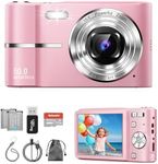 Digital Camera, Autofocus 50MP Vlogging Camera with 32G TF Card & 2 Batteries, 16X Zoom, Flash, Anti-Shake, Compact Portable Small Point and Shoot Digital Camera for Kids Student Teens Beginner