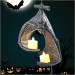 Bat Wall Tealight Holder,Halloween Bat Candle Decorations Gothic Bat Wall Sconce Candle Holder with Candles,Halloween Candlestick Hanging Decoration