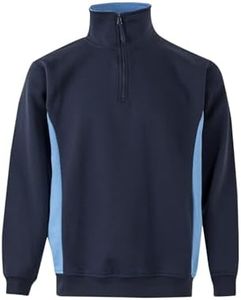 VELILLA 105704; Sudadera Bicolor con Media Cremallera; Color Azul Navy y Celeste; Talla L