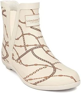 London Fog Womens PICCADILLY SHORT WORK Rain Boots Ivory 6 Medium (B,M)